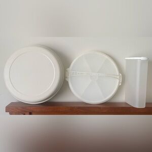 Vtg Tupperware: Party Susan 405-2; Veggie Snack Tray 1665-2; Modular Mate 1615-5